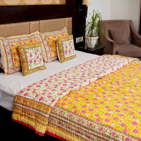 Yellow Blossom Handblock Quilt